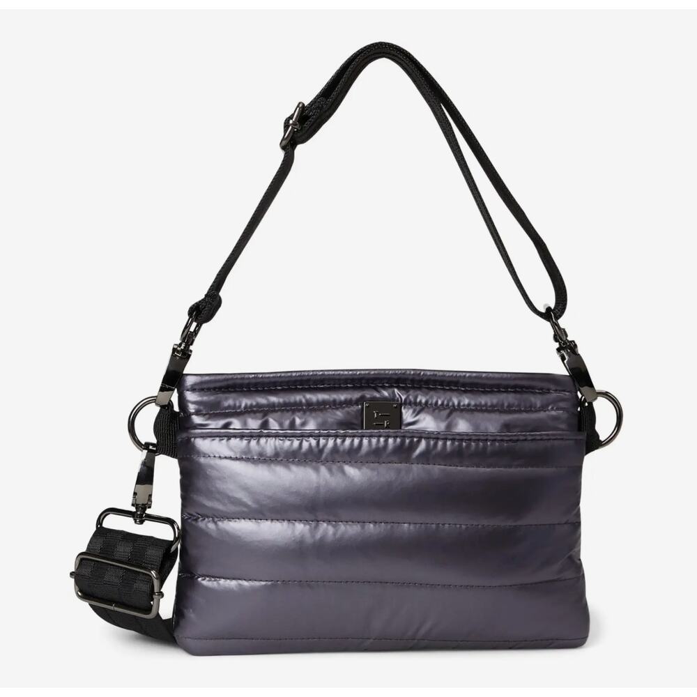 THINK ROYLN Puffer Quilted Crossbody Bum Bag Shiny Navy - Picture 12 of 14